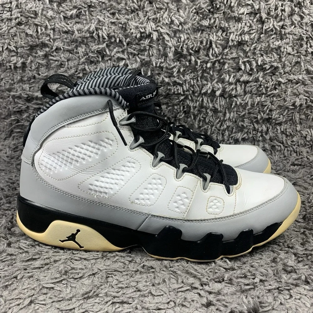 Nike Air Jordan 9 Retro Barons IX Shoes White Black Gray 302370-106 Mens Sz 12